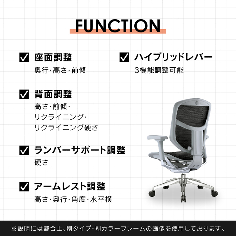 エルゴヒューマン エンジョイⅡ オフィスチェア 高機能チェア 4Dアームレスト ロータイプ [4]