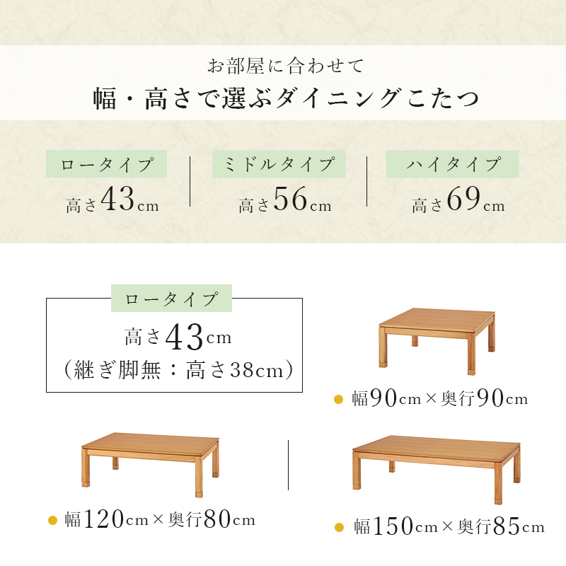 ◆ シェルタ コタツ 幅120cm 石英管ヒーター 2段階調整可能 ハイタイプ [5]