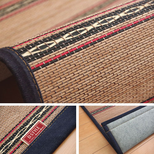 国産デニムがおしゃれ ひんやり竹インテリアマット ヴィンテージ 約70×120cm [5]