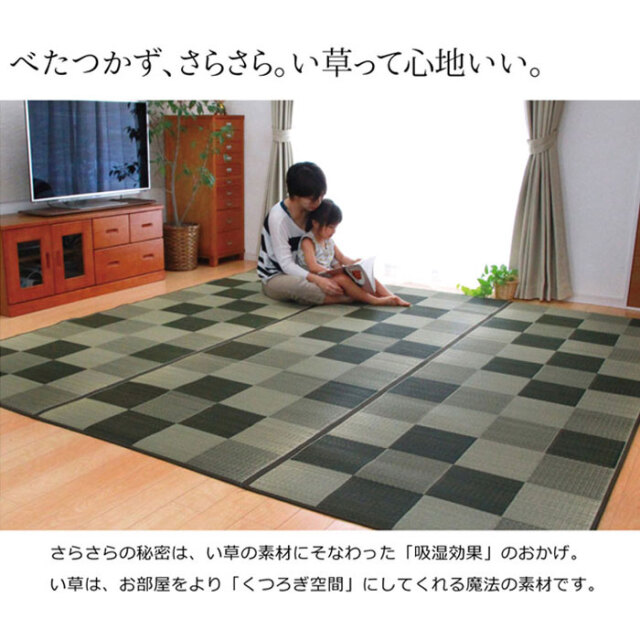 日本製 い草花 ござ カーペット 抗菌防臭 江戸間8畳（約348×352cm） [3]