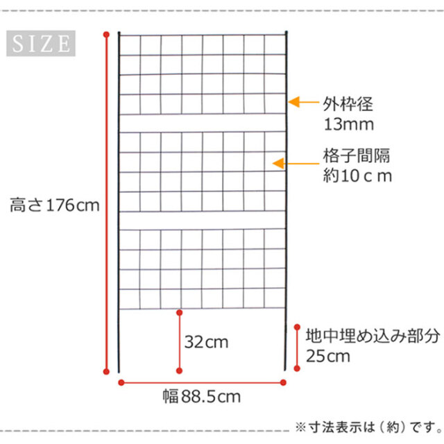 格子型アイアンフェンス 高さ176cm グラフ [2]