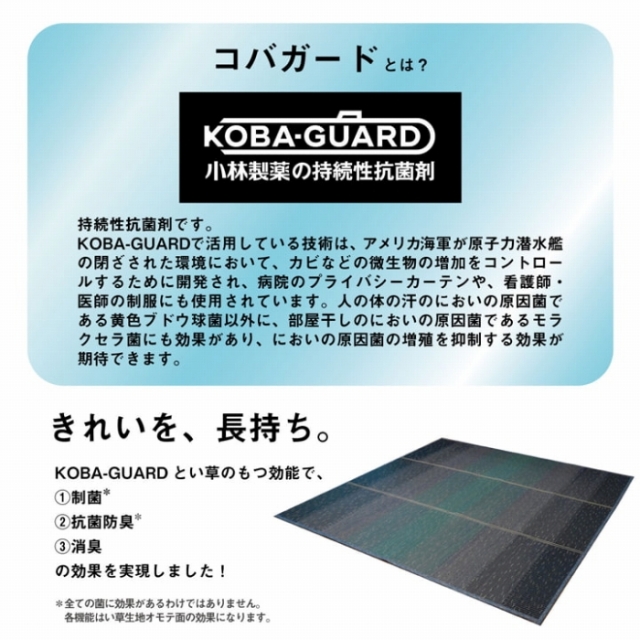 い草ラグ 持続性抗菌剤 KOBA-GUARD 約190×300cm [4]