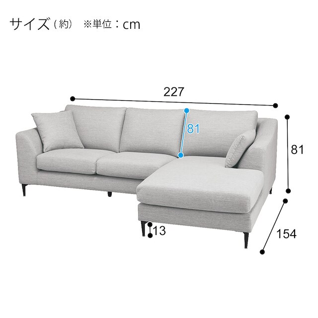 布張りカウチソファ(Nポケット BS15 LC Nシールド-LGY) [3]