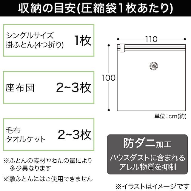 防ダニ加工 布団圧縮袋(Mサイズ 2枚入り) [3]