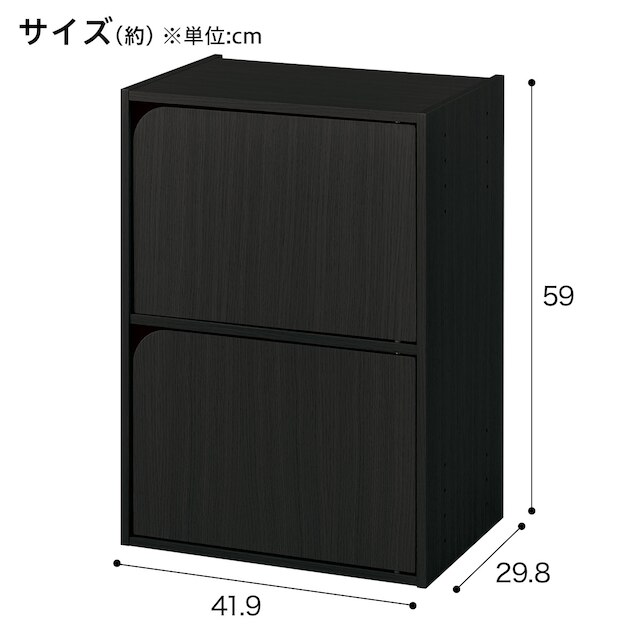 【ネット限定色】連結できるNカラボ 扉付き 2段(ブラック) [2]