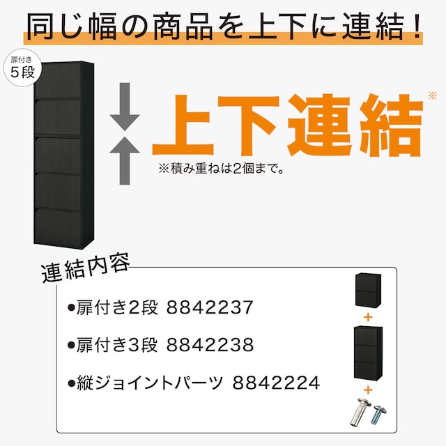 【ネット限定色】連結できるNカラボ 扉付き 5段(ブラック) [3]