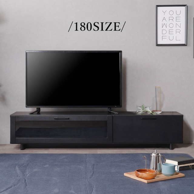 ブラックハンドルマットブラックテレビ台 (幅180cm) [3]