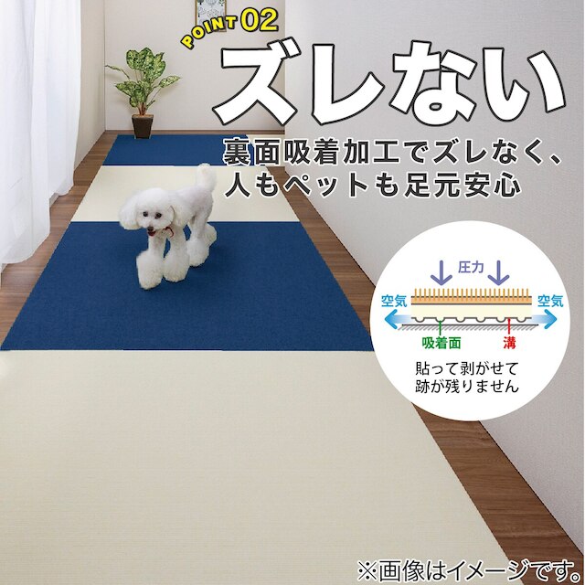 吸着タイルマット 90×90cm(2枚入 ネイビー) [3]