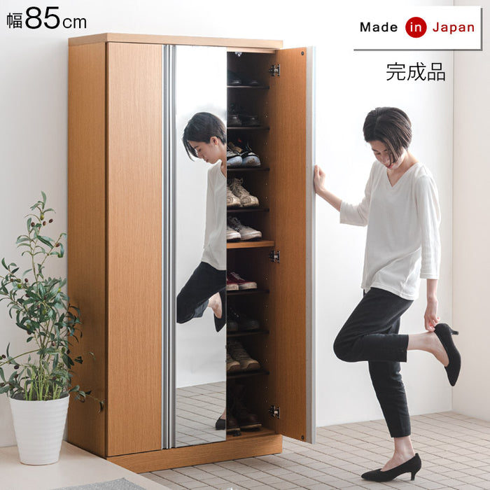 [幅85cm] ミラー付き シューズボックス 高さ180 ハイタイプ 国産【超大型商品】〔33010121〕 [3]