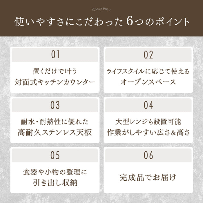 キッチンカウンター 日本製 完成品 大川家具 食器棚 対面式 収納 【超大型商品】〔17010095〕 [4]