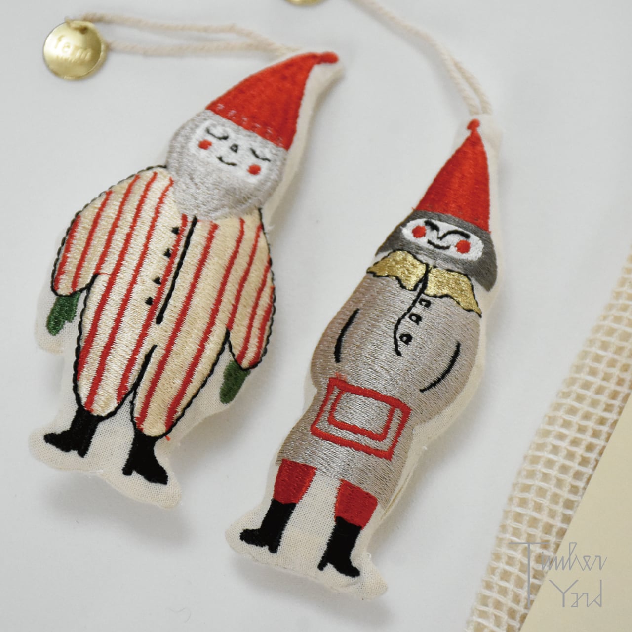 Elf Pair - Set of 2 / Striped / オーガニックコットン / メッシュバッグ付き / ferm LIVING（ファームリビング）/ クリスマスオーナメント / ニッセ / 刺繍 / 正規販売店 [3]