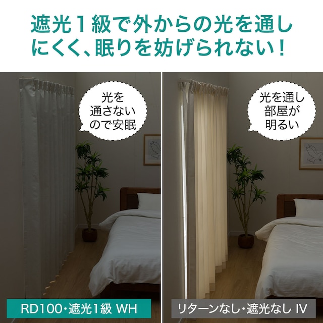 遮光1級･遮熱･遮音カーテン&遮熱･遮像･採光レースカーテン 4枚セット(RD100 WH 100X110cmセット) [5]