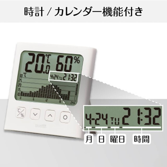 温湿度変化が分かりやすいデジタル温湿度計(TT-580 ホワイト) 【小型家電リサイクル回収券有 ※ニトリネット限定】 [4]