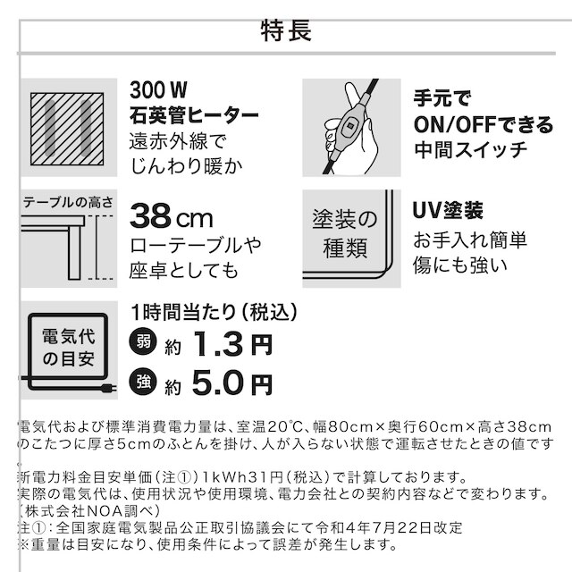 円形リビングこたつ(GC23N 70 WW) [4]