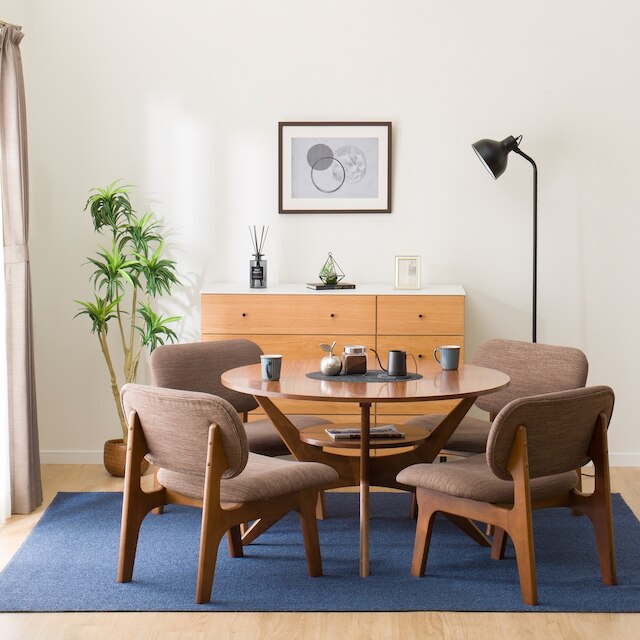 リビングダイニングテーブル5点セット(LDTリラックスワイド110円形WN-MBR/1Pチェア NSF MBR DMO) [2]