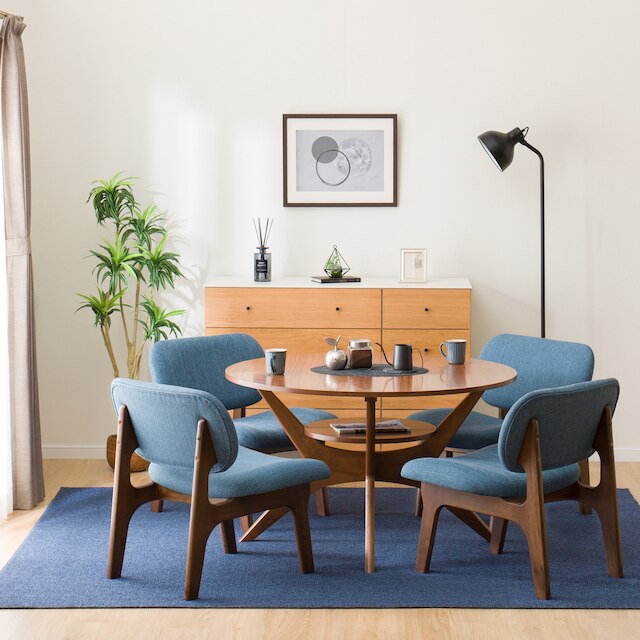 ダイニングテーブル5点セット(LDTリラックスワイド110円形WNMBR/1PチェアMBRTBL) [2]