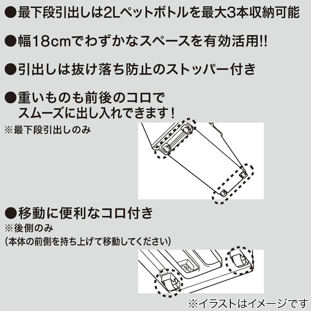 中身が隠せる スリムストッカー 4段(マルチ分割) [3]