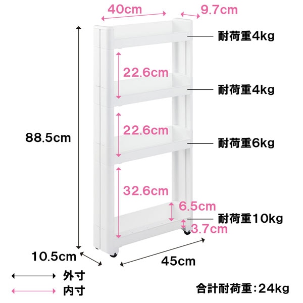 スマートワゴン 幅10.5 奥行45cm 4段(F2571) [3]