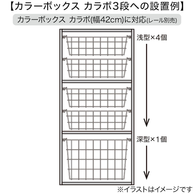 積み重ねでき、引出しになるワイヤーバスケット　横型ハーフ [3]