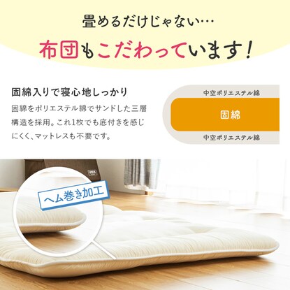 【国産】6つ折り三層敷布団　S　IV（100×200cm） [4]