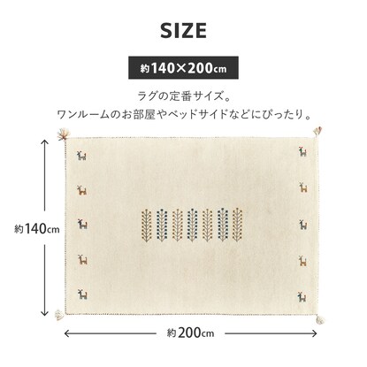 ウール100％ 横柄ギャッベ D21 ラグ 140×200cm [5]