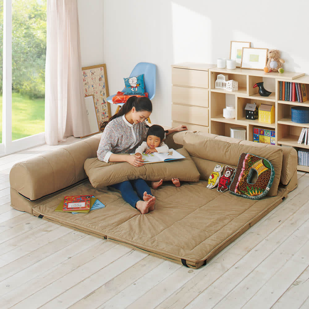 包まれるしあわせのクッション付きごろ寝ソファ 小（167×167cm） [4]