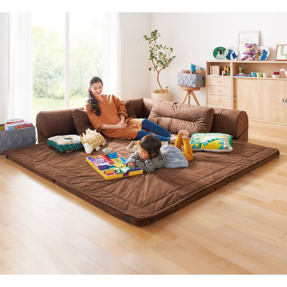 包まれるしあわせのクッション付きごろ寝ソファ 小（167×167cm） [5]