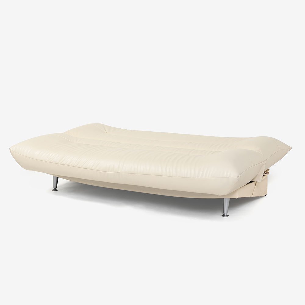 ソファベッド「Nエスポワール」ソフトレザー #スリーマン アイボリー色 [3]