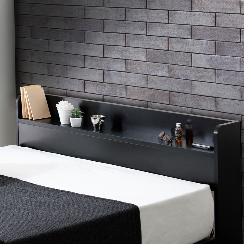 ヘッドボード付き ベッド/ラテ【Latte】Mスペースデザイン スタイリッシュベッド [4]