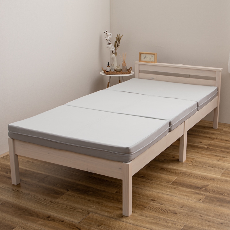 【シングル/2点セット】三つ折り ウレタンマットレス＆敷きパッドセット コットンパイル（防水タイプ）ピタっと密着【PITARA】ピターら [5]