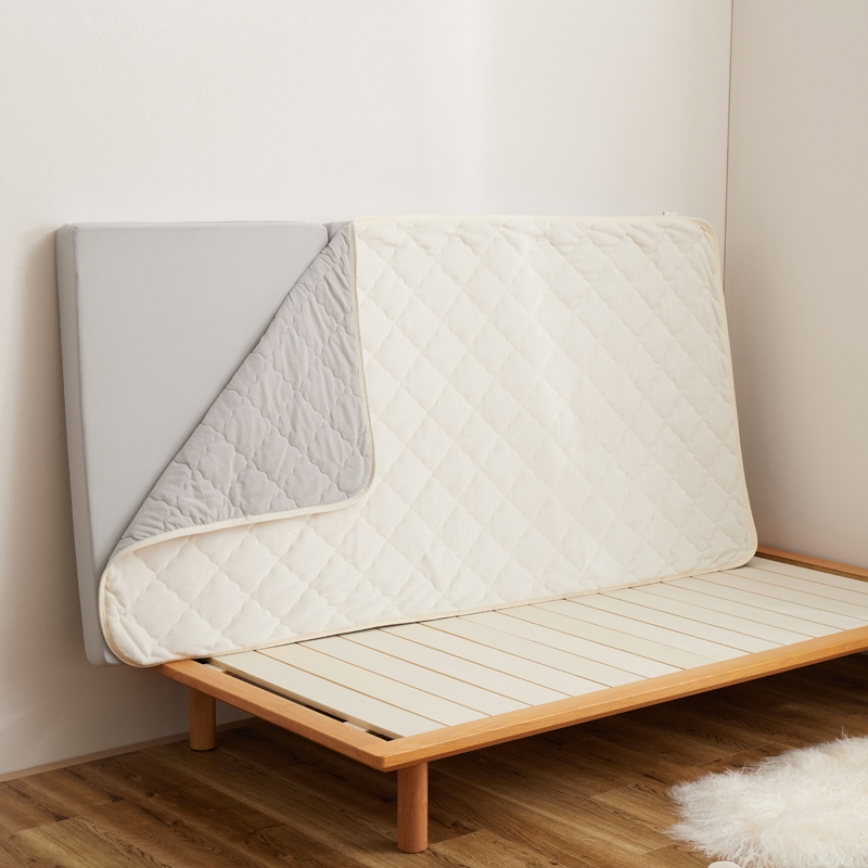 【セミダブル/2点セット】三つ折り ウレタンマットレス＆敷きパッドセット メレンゲタッチ ピタっと密着【PITARA】ピターら [2]