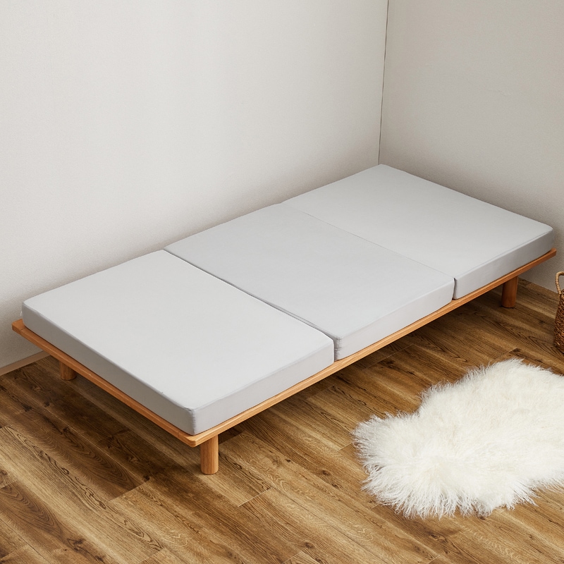 【シングル/2点セット】三つ折り ウレタンマットレス＆敷きパッドセット メレンゲタッチ ピタっと密着【PITARA】ピターら [4]