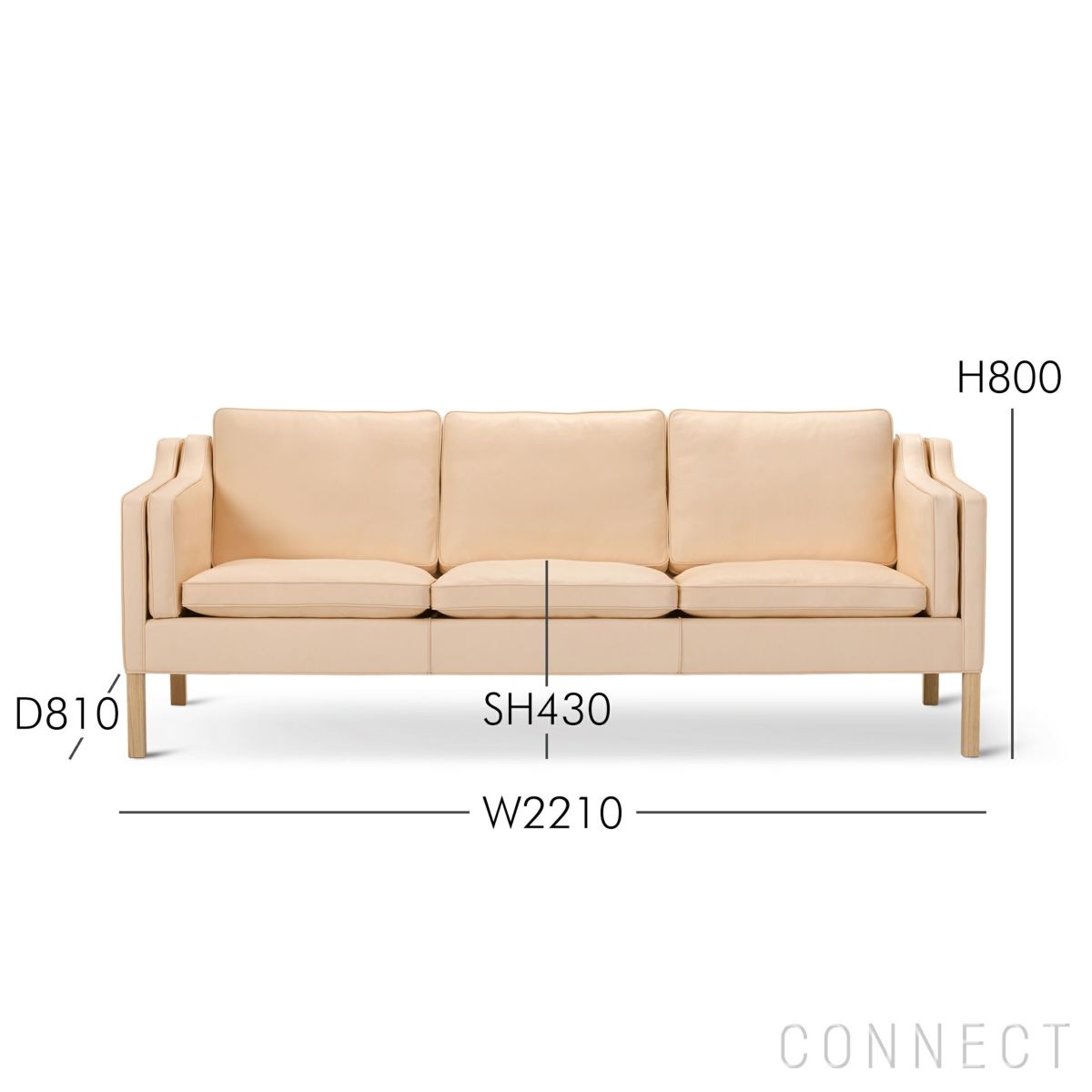 【ソファキャンペーン対象】FREDERICIA（フレデリシア） / Mogensen 2213 Sofa（モーエンセンソファ） / Model 2213 / 3シーター / オーク材・ソープ仕上げ / レザー（Vegeta 90） [3]