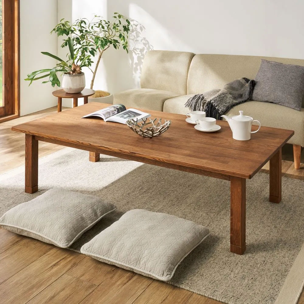 ウイスキー蒸留所から再利用された樽材オーク天然木こたつ 120×75cm