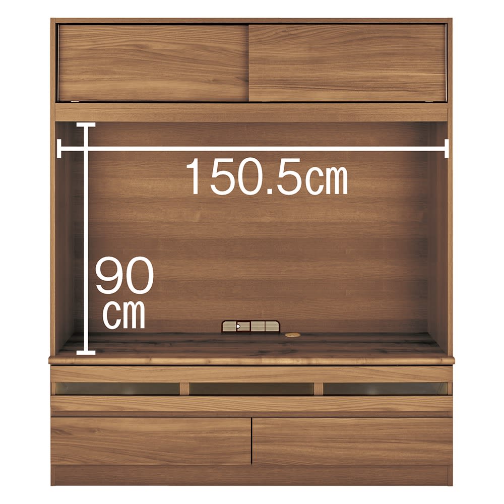 壁面収納テレビ台 幅155高さ180cm 【狭い場所でも収納たっぷりシリーズ】 [3]