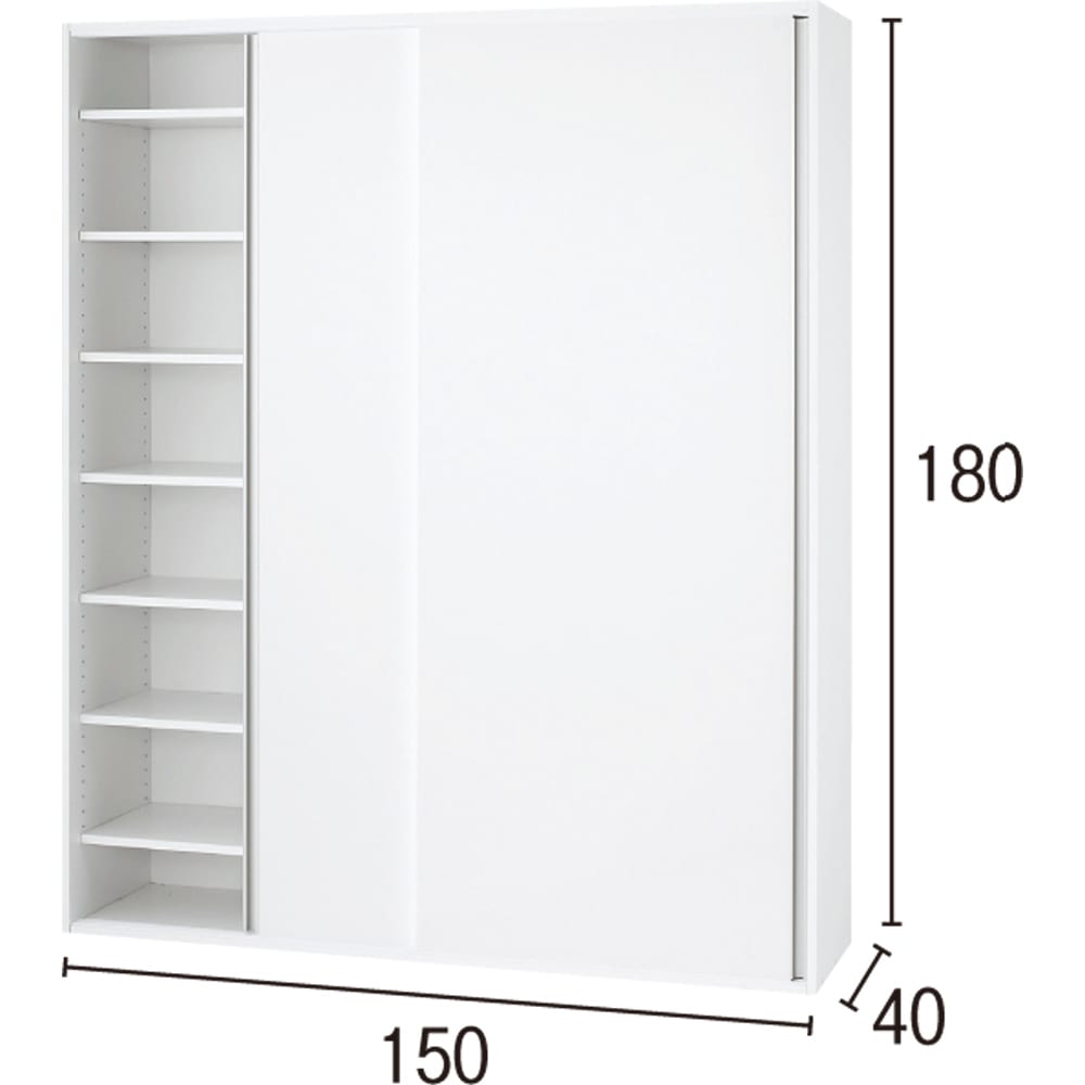 光沢仕様 引き戸壁面収納本棚 幅150奥行40高さ180cm [3]