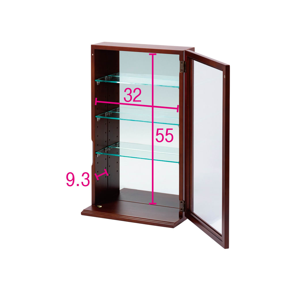 コレクションを大切にしまうガラスキャビネット 卓上縦型タイプ 幅35cm奥行18cm高さ59cm [3]