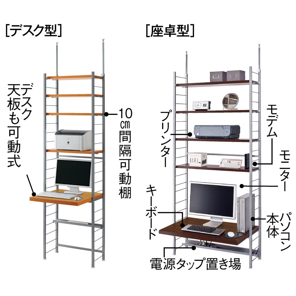 突っ張り式高さ調節シリーズ デスクラック 幅60cm [4]