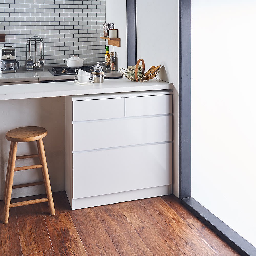 【幅80奥行35cm】オール引出カウンター下＆リビング収納