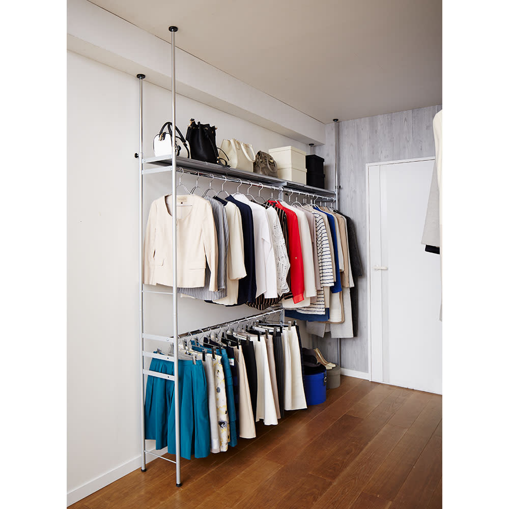 奥行30cm突っ張りハンガー ロータイプ 幅140〜250cm