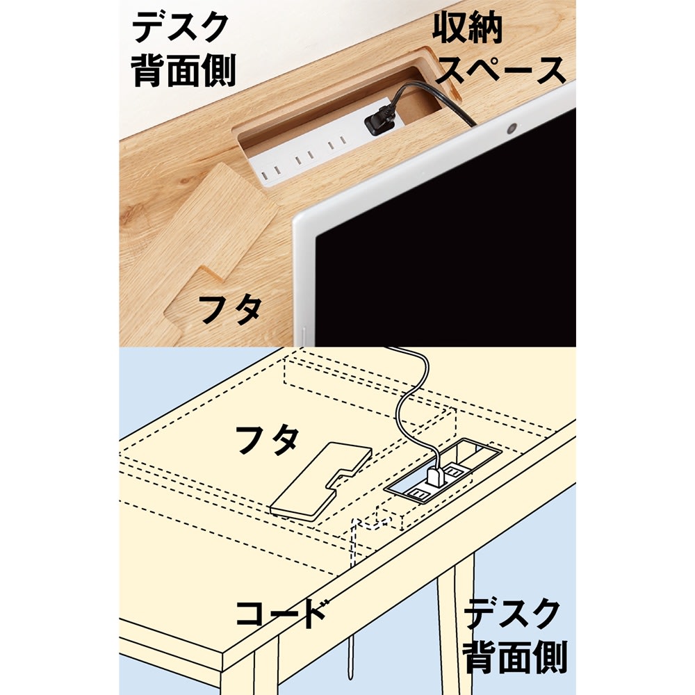 北欧カントリー風 ウッドデスクシリーズ デスク 幅180奥行70cm [4]