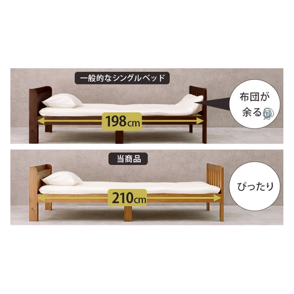 並べて使える天然木ファミリーベッド シングルベッド1台 [3]