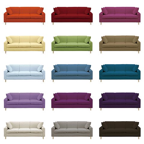 生地15色×木脚2色から選べるシンプルモダンなソファ 3人掛け 【ライトブルー】 [幅176] [2]