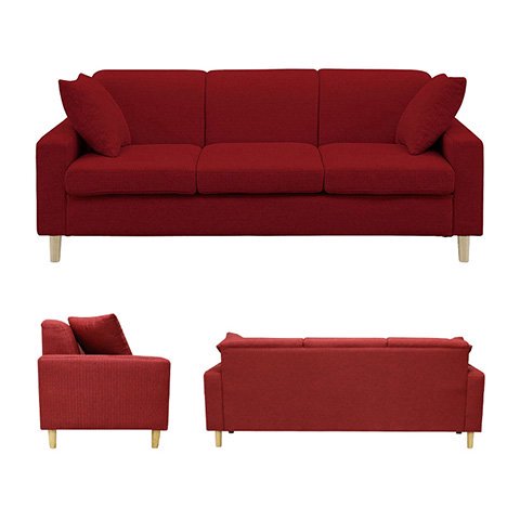 生地15色×木脚2色から選べるシンプルモダンなソファ 3人掛け 【ターコイズブルー】 [幅176] [4]