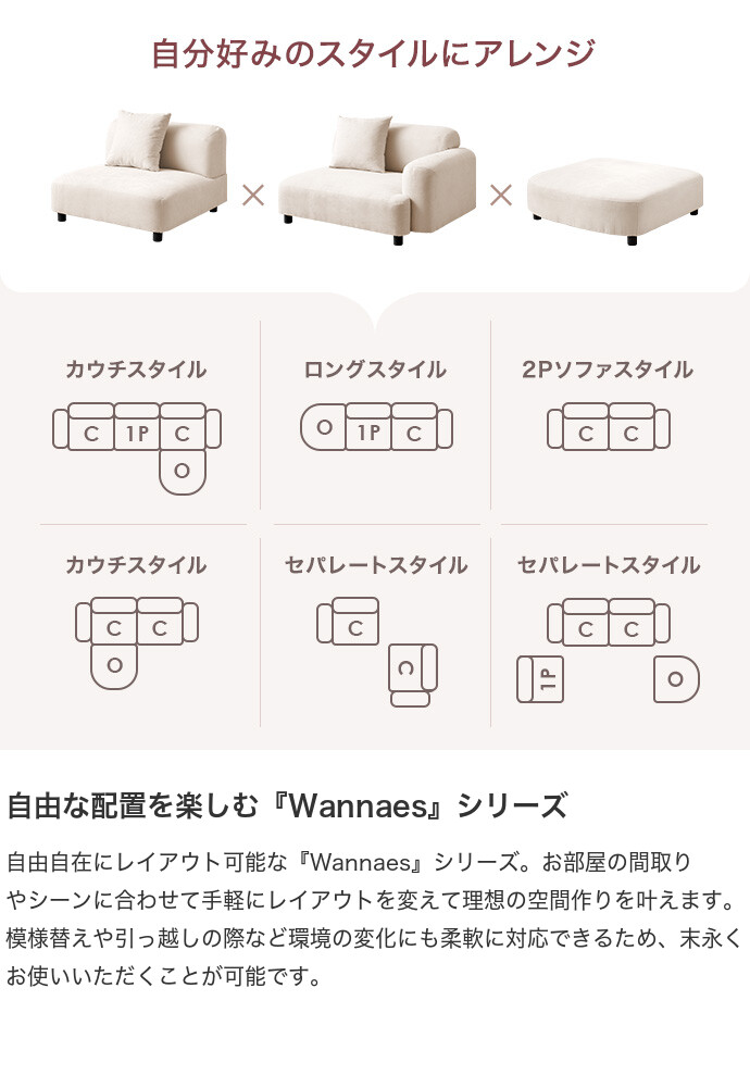 【送料無料】Wannaes ワンネス 幅97 ソファ 1人掛け コーナー フロア ロー ファブリック 低め 1P 一人用 肘付き ひじ掛け 右肘 左肘 アームレスト クッション付き 単品 上質 高級感 組み合わせ リビング ダイニング 一人暮らし 脚付き アイボリー左肘 [2]