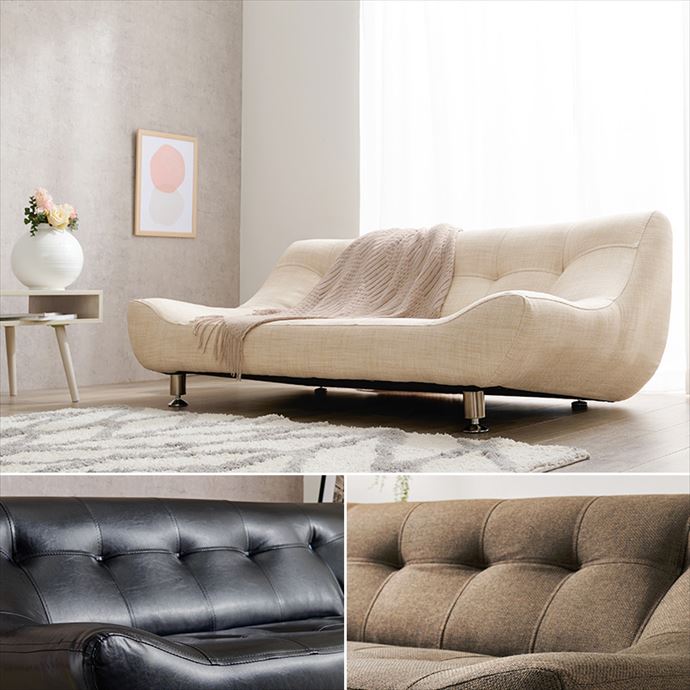 【送料無料】幅153 ソファー リビング ロータイプ 2人掛け ゆとり 2人掛け 人気 新生活 おしゃれ お洒落 オシャレ ソファ ファブリック レザー調 オールシーズン 高級感 ベージュ [4]
