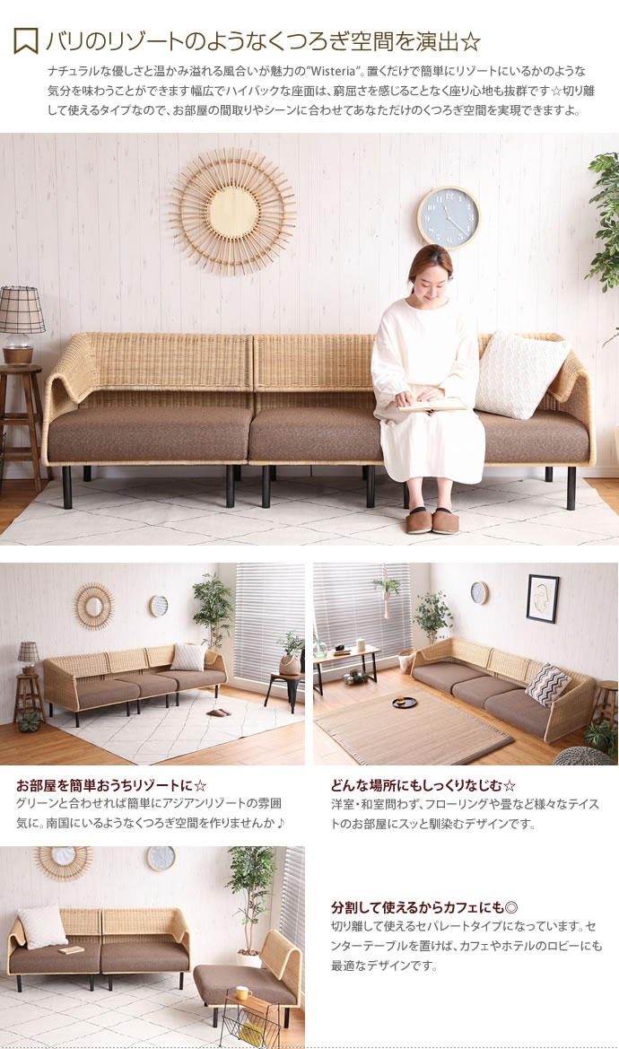 【送料無料】【三人掛け】 ソファ ソファー 3人掛けソファ 3人掛けソファー 3人掛け 3P フロア フロアソファ フロアソファー ローソファ ローソファー おしゃれ ハイバック リビング 北欧 モダン ナチュラル シンプル レトロ カフェ アイアン Wisteria ナチュラル [2]