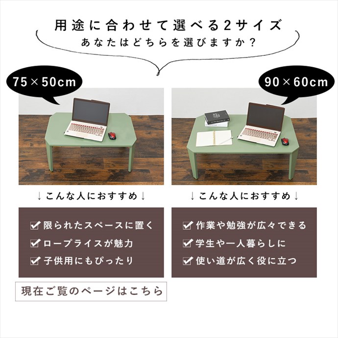 幅75 テーブル 折りたたみ式 センター ロー 折れ脚 コンパクト 省スペース 鏡面 艶消し くすみカラー アースカラー 可愛い かわいい 長方形 四角 角なし天板 滑り止め付き 作業机 1人暮らし クリアブラック [5]