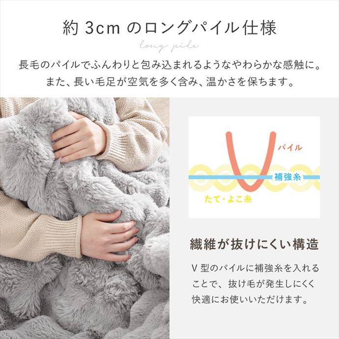 190cm×190cm こたつ こたつ布団 炬燵布団 こたつ掛け布団 毛布 丸形 薄掛け 洗える 丸洗い 洗濯機 低ホルムアルデヒド ラビットファー調 ぽこぽこ もこもこ ふわふわ フランネル 一人暮らし コンパクト 静電気防止 リビング アイボリー [5]