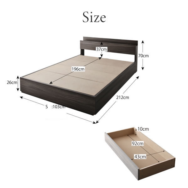 【送料無料】【シングル】【フレームのみ】  ベッド シングルベッド ベッドフレーム フレーム 収納 収納付き ベッド下収納 大容量 引き出し 一人暮らし モダン グレー おしゃれ コンセント付き ジージェネラル ggeneral [4]